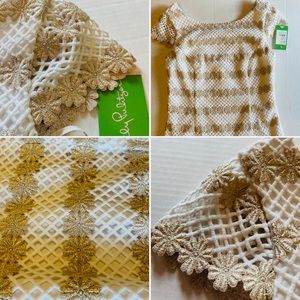 Lily Pulitzer Gold & White Lotty Daisy Lace Size 8 NWT